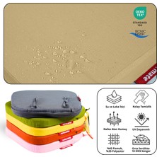 Xpermate 6'lı Standartfit Oval Sandalye Minderi Fermuarlı Yıkanabilir Kılıf Bağcıklı Su ve Yağ Itici 42 x 42 x 5 Bej
