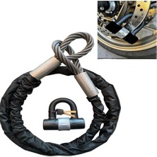 Motosiklet 1,5 Metre 10 mm Kesilmez  Çelik Halat Motosiklet Bağlama Halatı Zincir Çelik  Disk Kilidi U Bar 1ADET