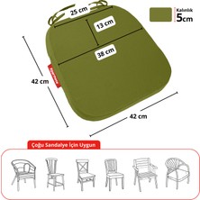 Xpermate 6'lı  Standartfit Oval Sandalye Minderi Fermuarlı Yıkanabilir Kılıf Bağcıklı Su ve Yağ Itici 42 x 42 x 5 Yeşil