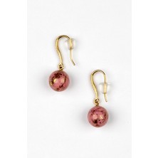 Lila Rosa Etnik Otantik Doğal Taşlı Küpe