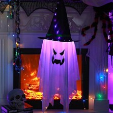 Asılı Cadı Şapkası Hallowen LED Aydınlatma Cadılar Bayramı Dekoru