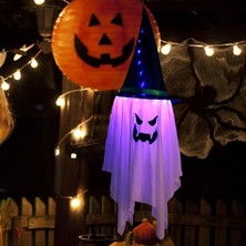 Asılı Cadı Şapkası Hallowen LED Aydınlatma Cadılar Bayramı Dekoru