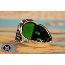 Tayfun Silver Zirkon Yeşil Zümrüt Taşlı 925 Ayar Gümüş Erkek Yüzük