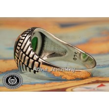 Tayfun Silver Zirkon Yeşil Zümrüt Taşlı 925 Ayar Gümüş Erkek Yüzük