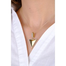 Güzide Kuyumcu 14 Ayar Altın  Üçgen Taşlı Kolye Ucu