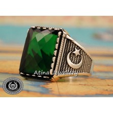 Tayfun Silver Zirkon Yeşil Zümrüt Taşlı 925 Ayar Gümüş Erkek Yüzük