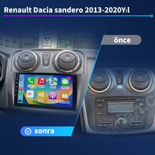 Renault Dacia sandero 2013-2020Yıl Android Sürüm 13 Kablosuz Carplay Navigasyon Multimedya 9 Inç Ekran 2g Ram+ 32GB Hafıza Çerçeve ve Arka Görüş Kamerası ile