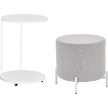 Çok Amaçlı Metal C Sehpa Teddy Puf Seti