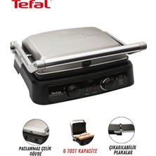 Tefal 5 Kademeli Premium Izgara ve Tost Makinesi, Zaman Ayarlayıcılı, Çıkarılabilir Döküm Plaka, Paslanmaz Çelik Gövde, Onerous Lambader Hediye