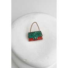 Modex Yeşil/kırmızı Kalp Detaylı  Çanta Broş (3cm)