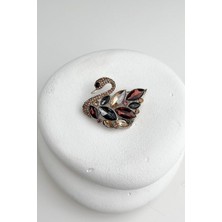 Modex Mekik Taşlı Kuğu Broş (4 cm)