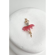 Pembe Etekli Taşlı Balerin Broş (5cm)