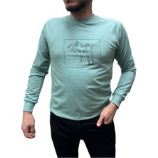 Blue Valley Baskı Desenli 2 Iplik Erkek Sweat - Kayak