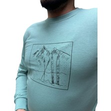 Blue Valley Baskı Desenli 2 Iplik Erkek Sweat - Kayak