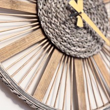 40  cm  El Yapımı Antik Gri Eskitme El Yapımı Rustik Bambu Rattan Dekoratif Duvar Saati