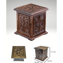 Büyük Boy Maraş Oyma Ceviz Ahşap Tip Box Kutusu Kumbara Antika Nostaljk Sandık Dikey Kumbara tip Box Kutusu