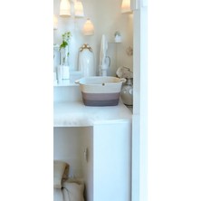 Bervace Krem Gri Renk Mutfak Banyo Düzenleyici El Dokuma Katlanabilir Çok Amaçlı Düzenleyici