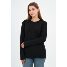 Kol Detaylı Bisiklet Yaka Basic Sweatshirt (WK25425)