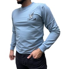 Blue Valley Baskı Desenli 2 Iplik Erkek Sweat - Santranç