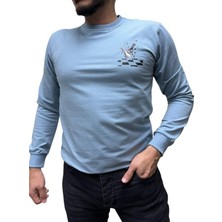 Blue Valley Baskı Desenli 2 Iplik Erkek Sweat - Santranç