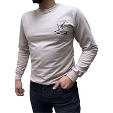 Blue Valley Baskı Desenli 2 Iplik Erkek Sweat - Santranç