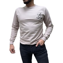 Blue Valley Baskı Desenli 2 Iplik Erkek Sweat - Santranç