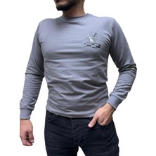 Blue Valley Baskı Desenli 2 Iplik Erkek Sweat - Santranç