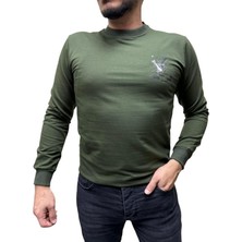 Blue Valley Baskı Desenli 2 Iplik Erkek Sweat - Santranç