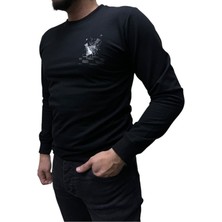 Blue Valley Baskı Desenli 2 Iplik Erkek Sweat - Santranç