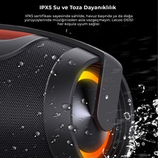 Lecoo DS151 80W Kablosuz Bluetooth 5.0 RGB Aydınlatmalı IPX5 Su Geçirmez TWS Boombox Stereo Taşınabilir Hoparlör Siyah