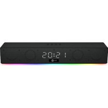 Lecoo DS103 Kablosuz Bluetooth 10W RGB Saat/Alarm Stereo Soundbar Hoparlör Siyah