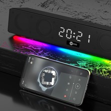 Lecoo DS103 Kablosuz Bluetooth 10W RGB Saat/Alarm Stereo Soundbar Hoparlör Siyah