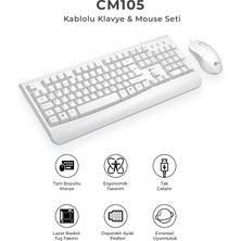 Lecoo CM105 USB Kablolu Türkçe Q Klavye & Mouse Set Beyaz