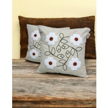 Felluci Textile Punch Nakışlı Kırlent Uzm Papatya 43 x 43