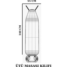 Asev Home Ipli Ayarlanabilir Isıya Dayanıklı Keçeli Büyük Boy Ütü Masası Kılıfı Örtüsü Bezi 55 X 140 Cm