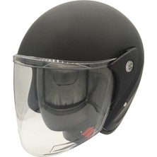 Motosiklet Kaskı Mat Siyah Motor Kask Yarım Açık Geniş Açı Kask Abs Kabuk Malzeme Motorcı Kaskı L-Xl