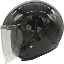 Motosiklet Kaskı Parlak Siyah Motor Kask Yarım Açık Kask Geniş Açı Abs Kabuk Malzeme Motor Kask L-Xl