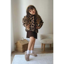 Miniko Kids Kız Çocuk İçin Leopar Desenli Hırkalı Etekli Takım 2li Set