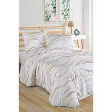 Wave Beige %100 Pamuk Çift Kişilik Nevresim Seti