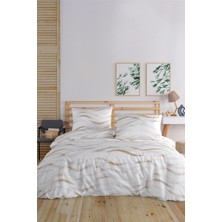 Wave Beige %100 Pamuk Çift Kişilik Nevresim Seti