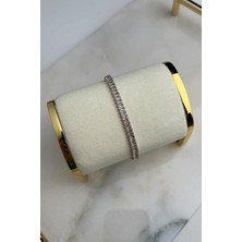 Modex Zirkon Baget Taşlı Şerit Su Yolu Bileklik(17 Cm)