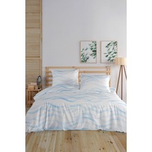Wave Blu %100 Pamuk Çift Kişilik Nevresim Seti