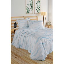 Wave Blu %100 Pamuk Çift Kişilik Nevresim Seti