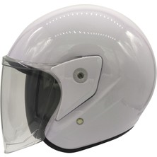 Motosiklet Kaskı Parlak Beyaz Motor Kask Yarım Açık Kask Geniş Açı Abs Kabuk Malzeme Motor Kask L-Xl