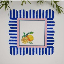 Decofav Dekoratif Kenar Limon Desenli Yıkanabilir Kumaş Kokteyl Peçetesi 1 Adet