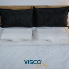 Visco Sleep Ortopedik Yastık Visco Yastık Hermosa Boyun Formu İçin Özel Tasarım Viskon Kılıflı Yastık 60 x 35 x 11-7  cm