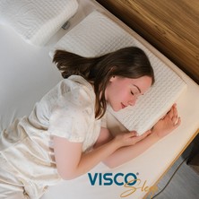 Visco Sleep Ortopedik Yastık Visco Yastık Hermosa Boyun Formu İçin Özel Tasarım Viskon Kılıflı Yastık 60 x 35 x 11-7  cm