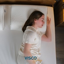 Visco Sleep Ortopedik Yastık Visco Yastık Atella Doğal Viskon Kılıflı Boyun Destekli Yastık 60 x 40 x 14-12  cm