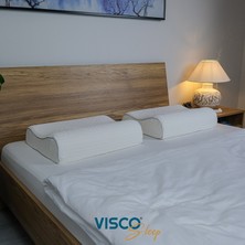 Visco Sleep Ortopedik Yastık Visco Yastık Atella Doğal Viskon Kılıflı Boyun Destekli Yastık 60 x 40 x 14-12  cm