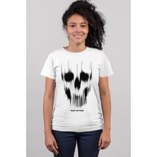 Rock&Roll Matriks Kurukafa Beyaz Kadın Tshirt